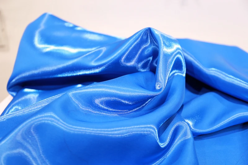 Liquid reflective satin bright fabric sapphire blue super bright