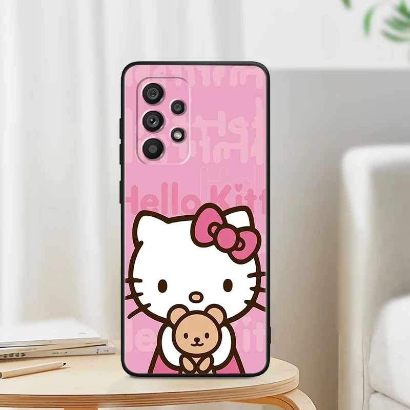 thumbnail image 1 of Anime Hello Kitty Sanrio para Samsung Note 20 10 Ultra Plus A31 A8 A14 j6 A12 A5 A70 A7 A34 A20 A04 A24 5G, funda de teléfono negra, 1 of 5