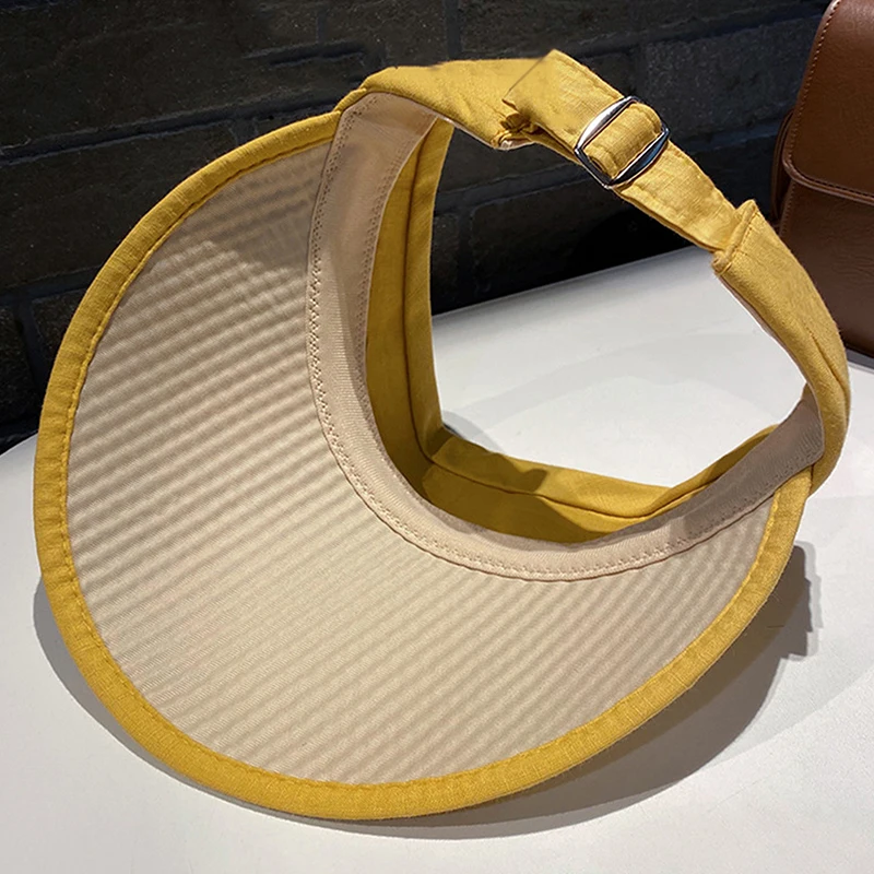 Womens Fashion Empty Top Straw Hat Travel Beach Sunshade Sun Hat Foldable Cruise Visor Cap For Ladies
