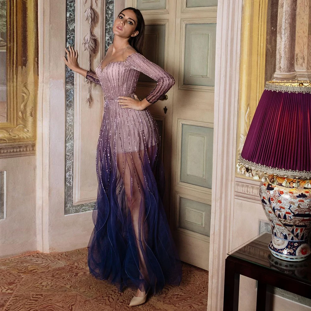 Sad48d28a88fe44868e3e23f899f66bbdW Luxury Dubai Mermaid Evening Dress Arabic Elegant Long Sleeves See Through Wedding Dress Party Prom Gowns Mallzona