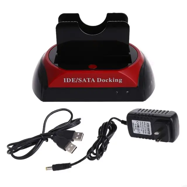 Hard Drive Docking Station, USB 2.0 to 2.5 3.5 Inch SATA IDE Dual Slots External Enclosure with All in 1 Card Reader