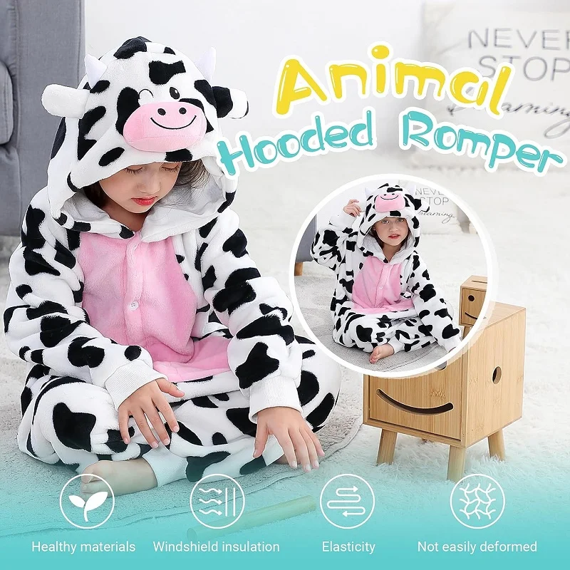 Kids Pajamas Halloween Flannel Sleepers Costume For Boys Girl 3-12T