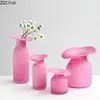 Matte Pink Glass Vase Decorative Flowers Arrangement Desk Decoration Irregular Bottle Mouth Flower Pots Floral Vase Modern Decor 4