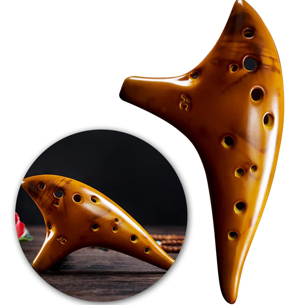 12 Hole Professional Ocarina Stable Intonation Alto C Tone Smokey Fired Ocarinas with Protective Bag for Kid Adult
