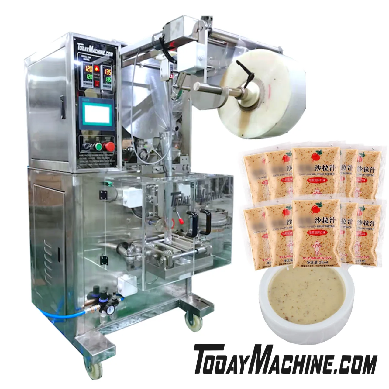 

Automatic 4 Side Seal Liquid Shampoo Sauce Ketchup Pouch Sachet Packing Machine