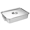 Thicken Stainless Steel Square Basin Deep Plate Fruit Food Storage Tray with Handle Cake Bread Loaf Pans Kitchen Baking Dish 6