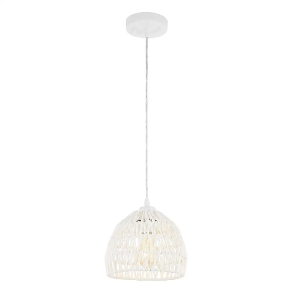 

Bohemian White Woven Rope Pendant Light Fixture Adjustable Length 4W LED Bulb Eco-friendly Traditional Craftsmanship UL Listed