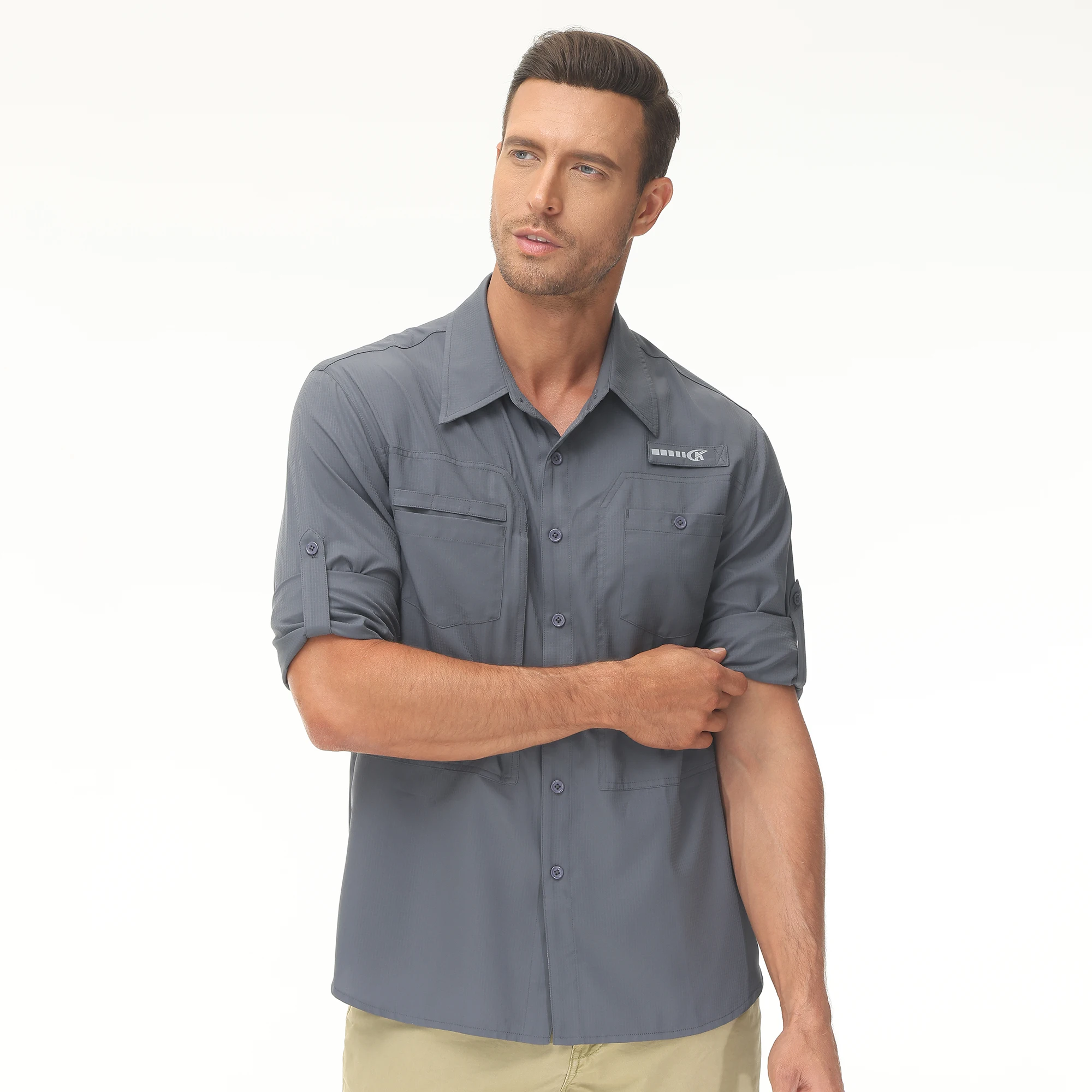 قمصان صيد كاجوال بأكمام طويلة للرجال بعامل حماية م...