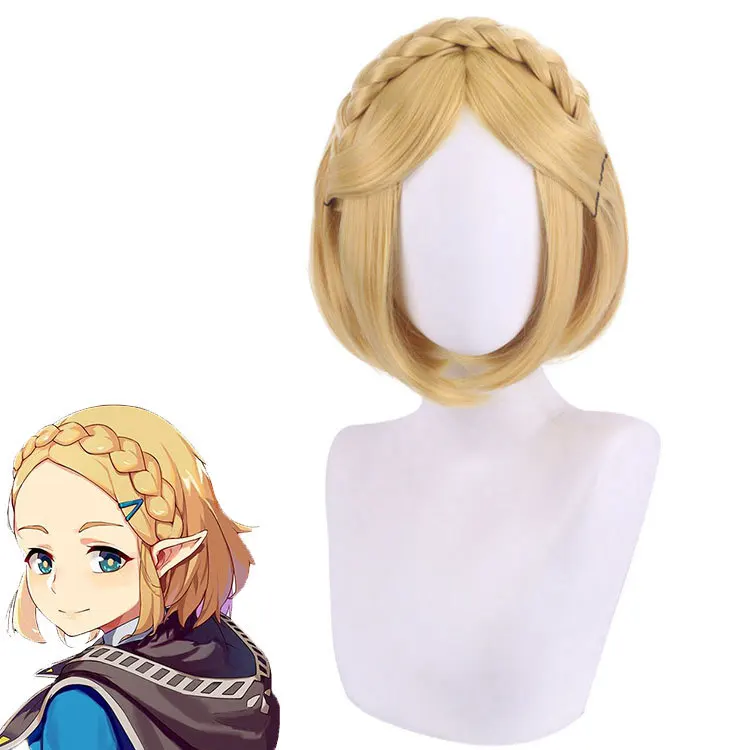

Anime Game Zelda: Breath of the Wild Princess Zelda Wigs Short Blonde Heat Resistant Hair Cosplay Wigs Halloween party Wigs