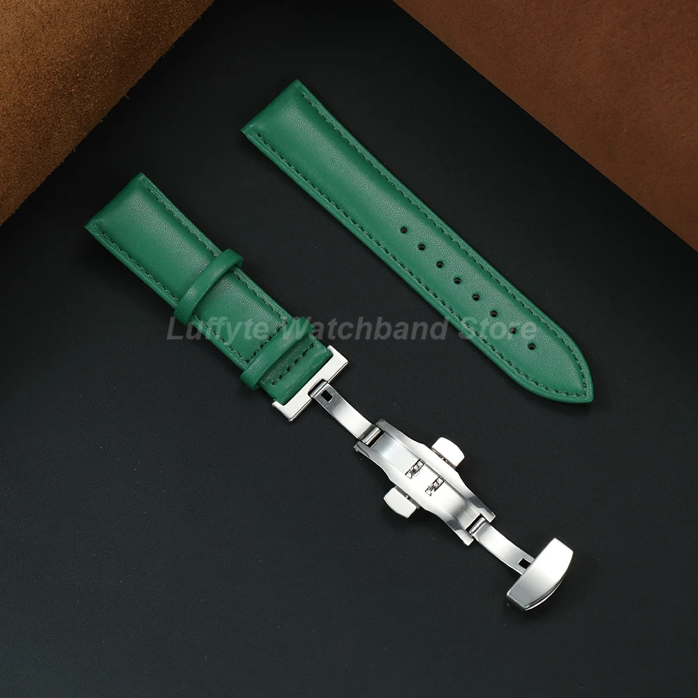 Elegant Women's Leather Watch Strap with Butterfly Buckle - Soft Fashion Wristband Replacement