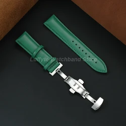 Elegant Women's Leather Watch Strap with Butterfly Buckle - Soft Fashion Wristband Replacement - 18mm (Green)