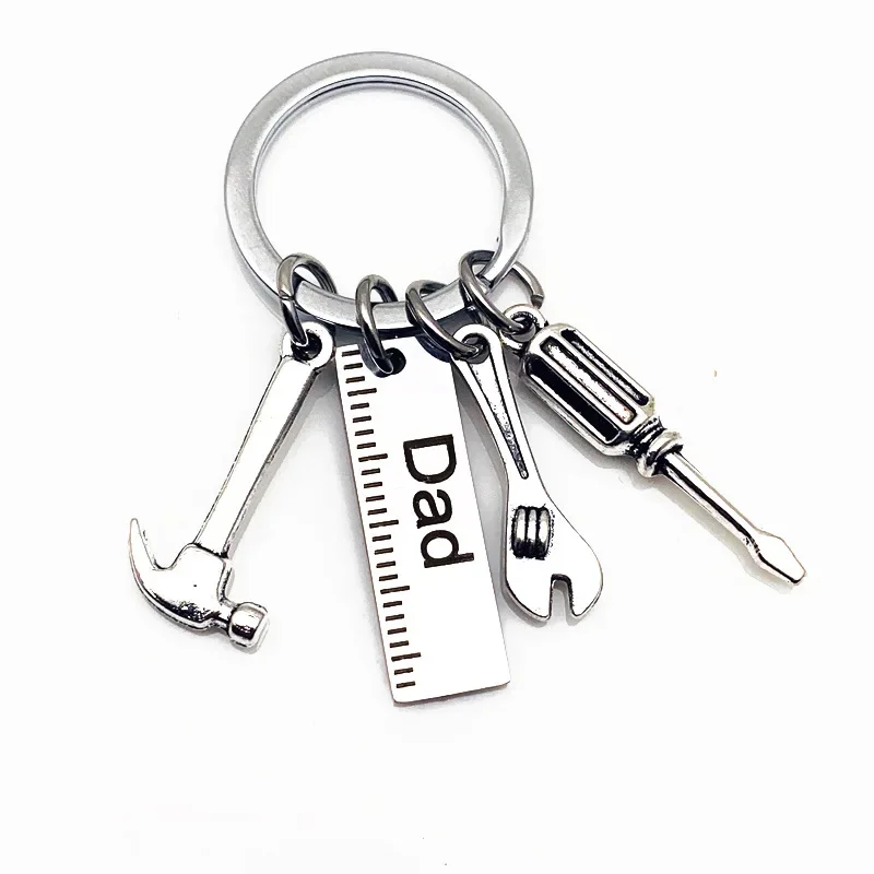 Dad Letters Keychains Creative Hammer Screwdriver Wrench Keyring Handbag Decor Tassel Hanging Pendant Father's Day Gifts pop keychain toys