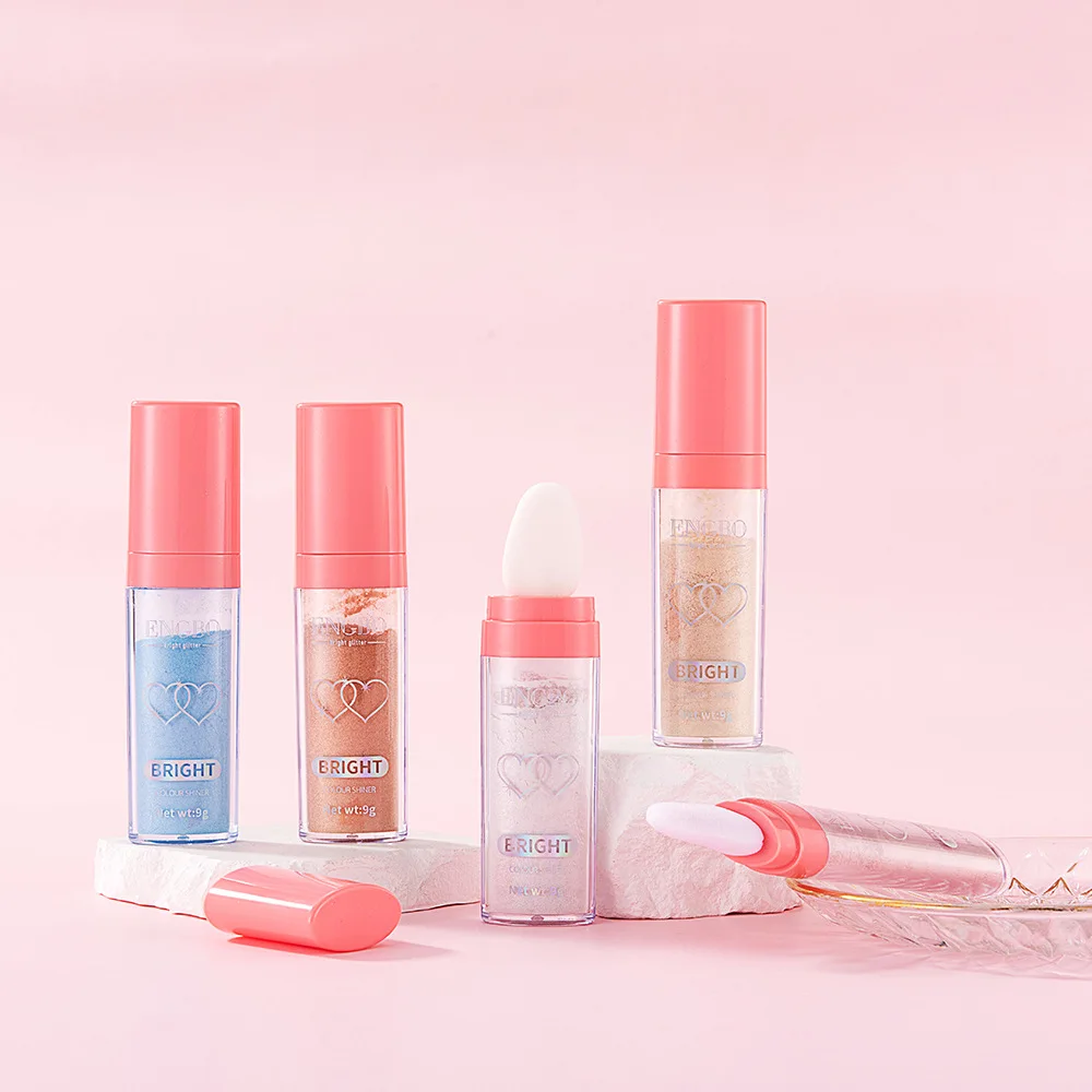 Body Glitter Shimmer Face and Body Highlighter Powder with Sponge Head High Fairy Glitter Sparkle Powder Brightens Makeup Stick 5