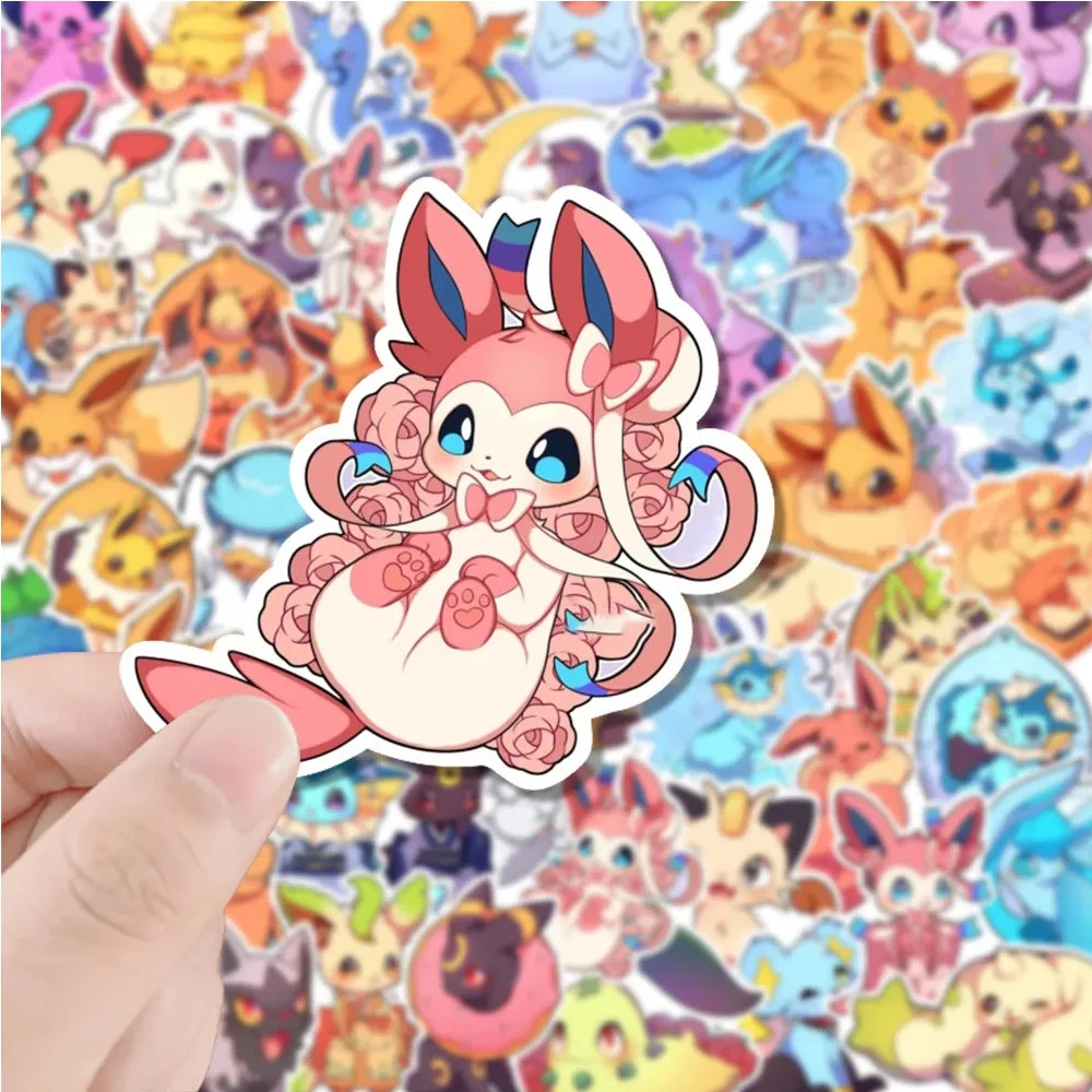 10/30/50/100pcs Cute Pokemon Stickers Anime Pikachu Eevee Charman Cartoon Decals Kawaii DIY Phone Case Laptop Kids Sticker Toys 5