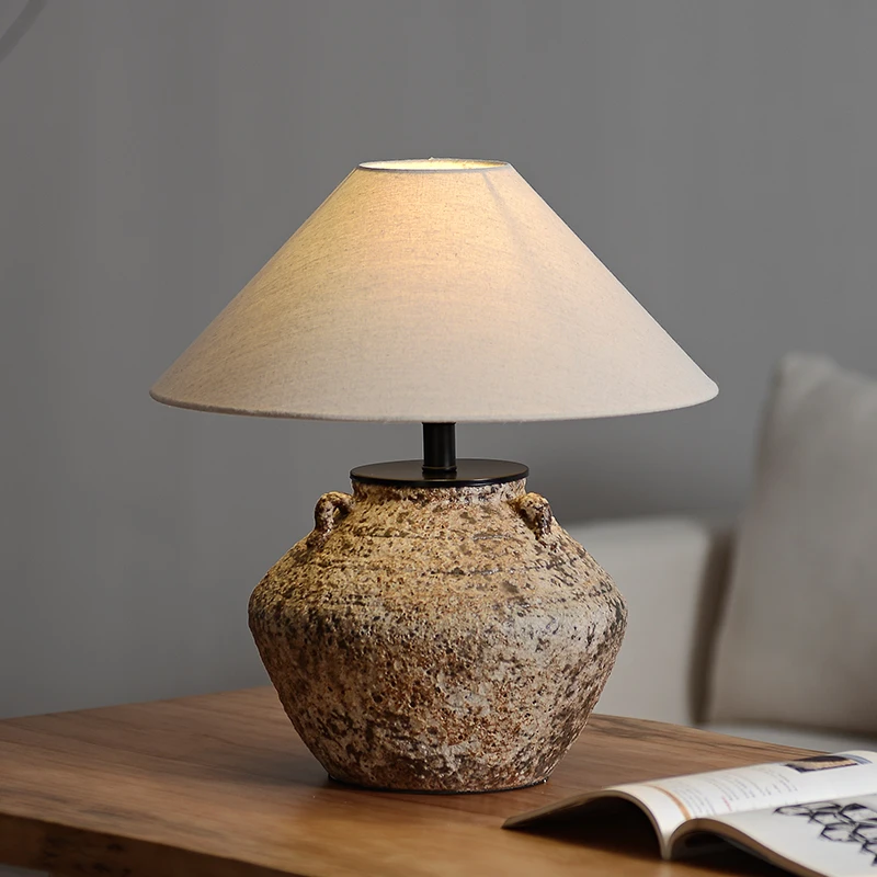 

Table Lamp Designer New Chinese Vintage Pottery Jar Japanese Living Room Bedroom Bedside Hotel Homestay Decoration