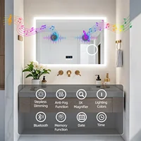80/100/120/CM LED Bluetooth Bathroom Mirror Touch Antifog with 3X Magnifier Dimmable Date and Time Setting Vanity Mirror - Image 5