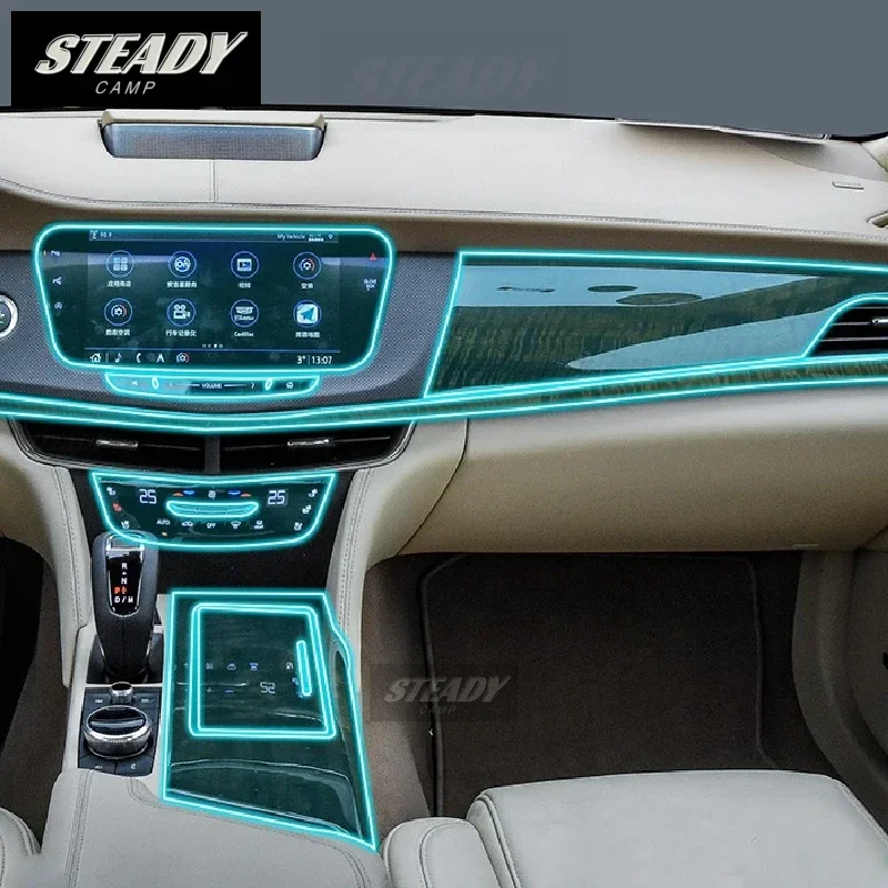 

For Cadillac CT6 2018-2022 2023Car Interior Center Console Transparent TPU Protective Film Anti-scratch Repair Accessories Refit