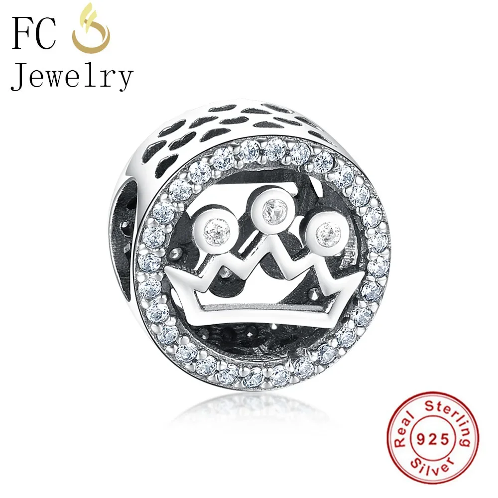 

FC Jewelry Fit Original Brand Charms Bracelet Authentic 925 Sterling Silver Crown Mix Cubic Zircon Birthday Beads Berloque DIY