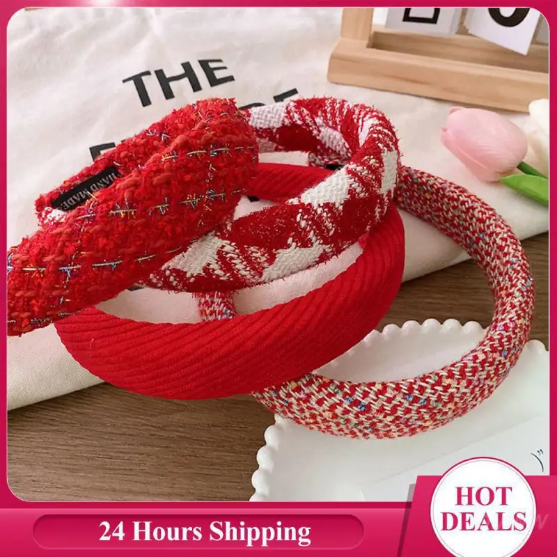 

Christmas Hair Accessories Festive Soft Red Sweater Headband High-end Headband Clothing Accessories Highly Rated Hairband Retro