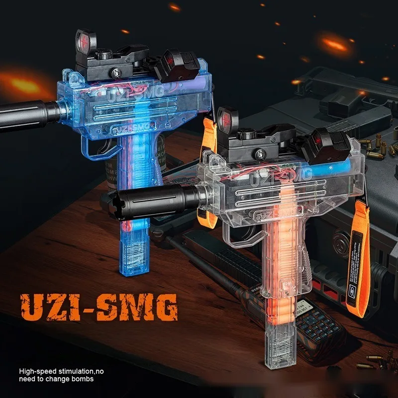UZI Electric Soft Bullet Toy Gun Automatic Shooting Toy Machine Gun Model Airsoft Launcher Weapons for Men Boy Kid Outdoor Games 3