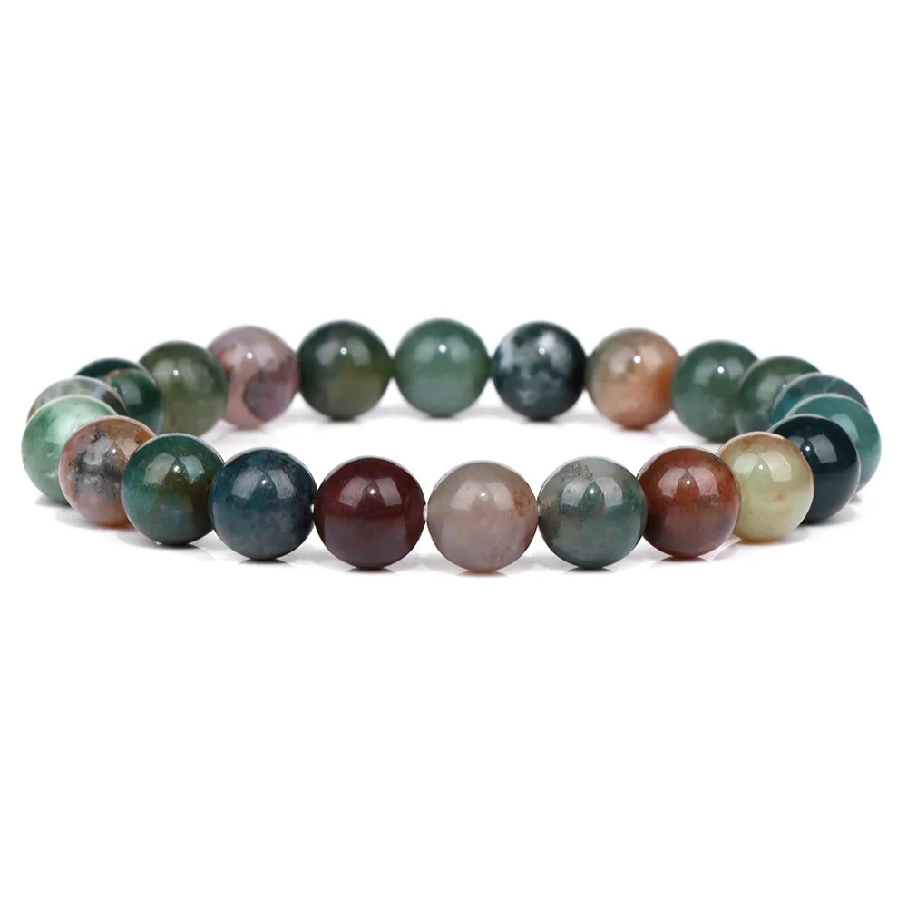 Green Beaded Natural Stone Stretch Bracelet - Healing Jewelry Gift