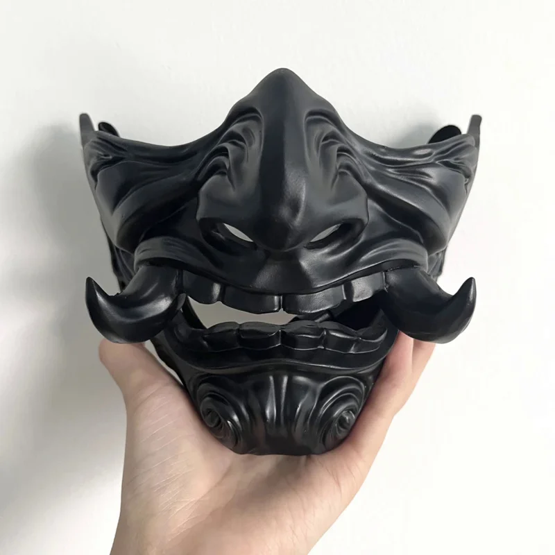 Mascaras Japonesas Máscara Hannya Japonesa De Resina | Demonio Oni Media Cara | Cosplay Halloween | Talla Única Ajustable