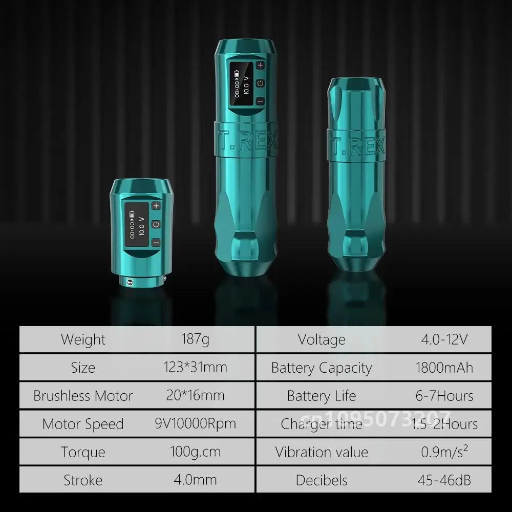 T-Rex Wireless Tattoo Machine Kit Rotaty Battery Pen With Needles Supplies Tattoo Portable RM RL 1800mAh Cartridge Pack Power