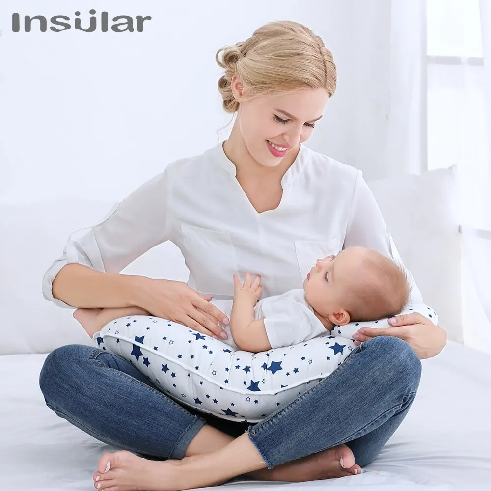 2Pcs/Set Insular Baby Nursing Pillows Maternity Baby Breastfeeding Pillow Infant U-Shaped Newborn Cotton Feeding Waist Cushion