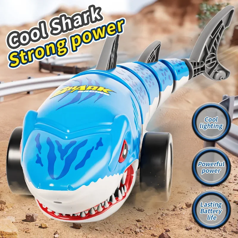 Rc Car Shark Toy with 360degree Spin Swing Shakable Led Stunt Remote Control Toys for Kids Outdoor Play Party Game Birthday Gift