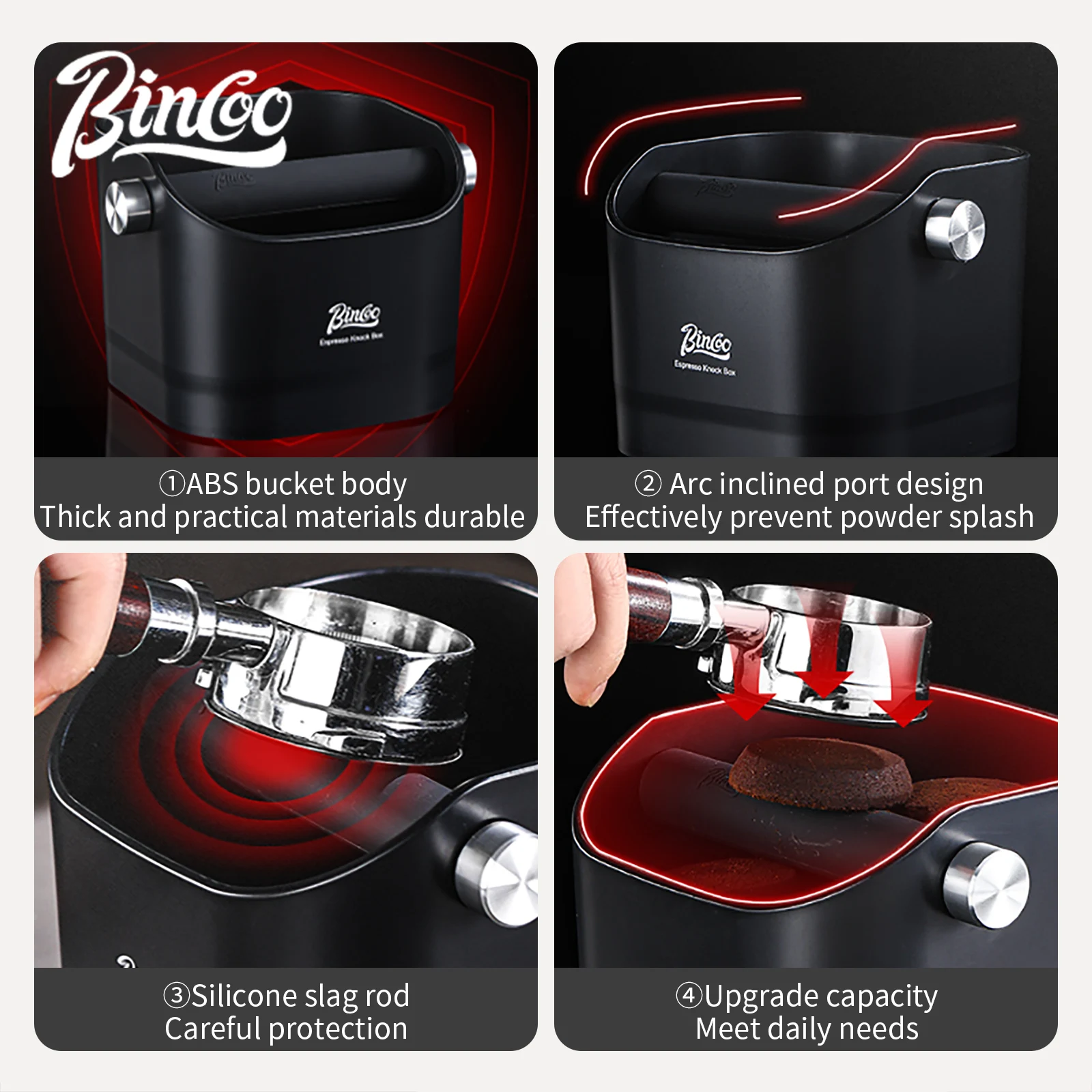 Compact Espresso Grounds Knock Box with Anti-Slip Base - Premium Barista Accessory