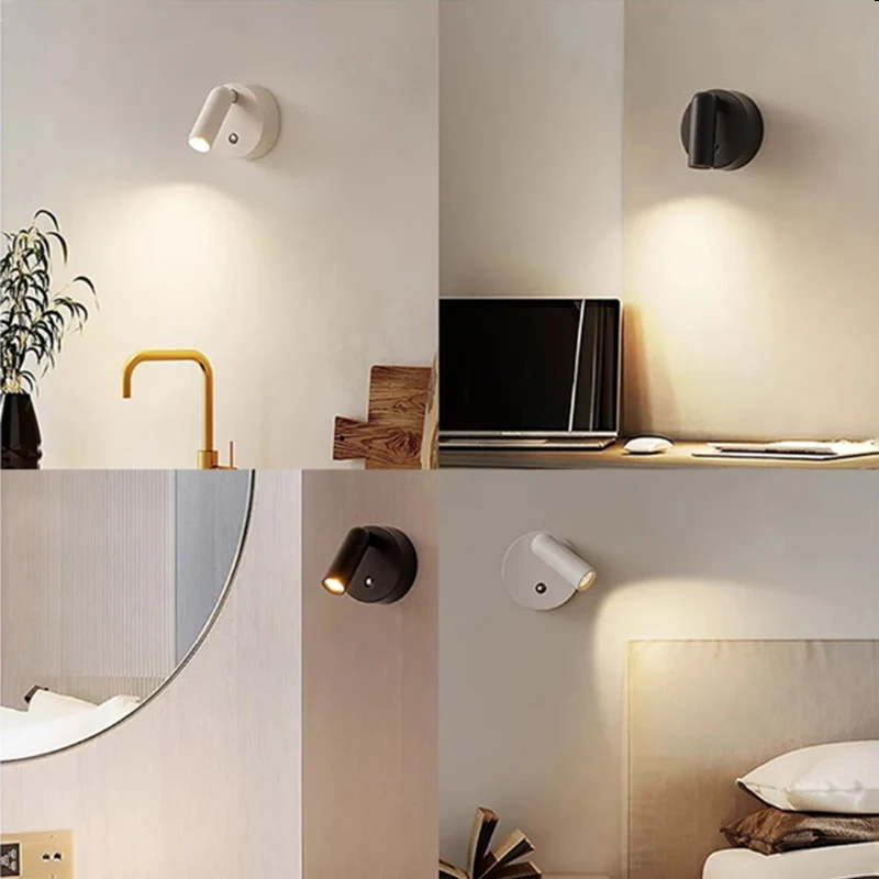 LED light magnetic type-C rechargeable wall lamp spotlight wireless no wiring no punch reading wall light bedroom bedside light 5