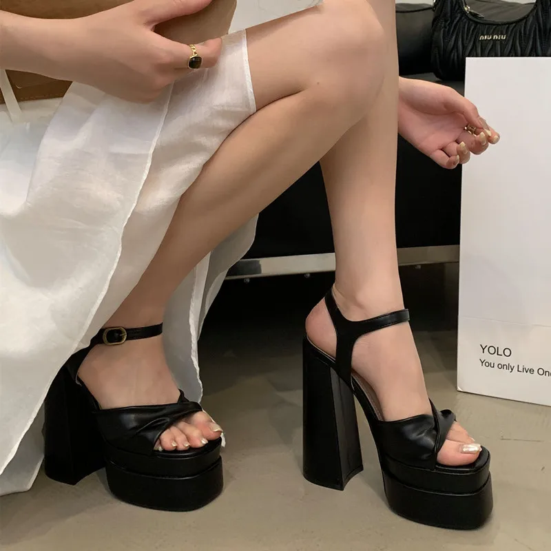 Star style Fashion Double Platform Wedges Women Gladiator Sandals