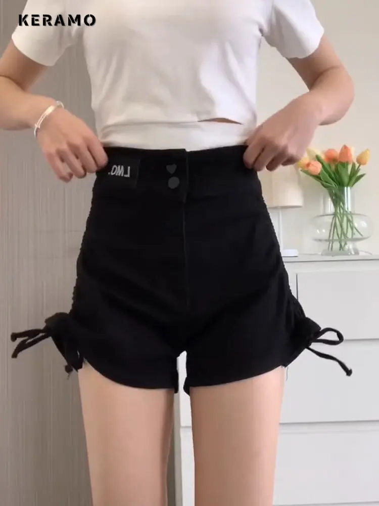 

Korean Fashion Y2K Harajuku High Waist Sheath Street Style Jeans Shorts 2023 Summer Women's Sexy Black Slim Fit Denim Shorts