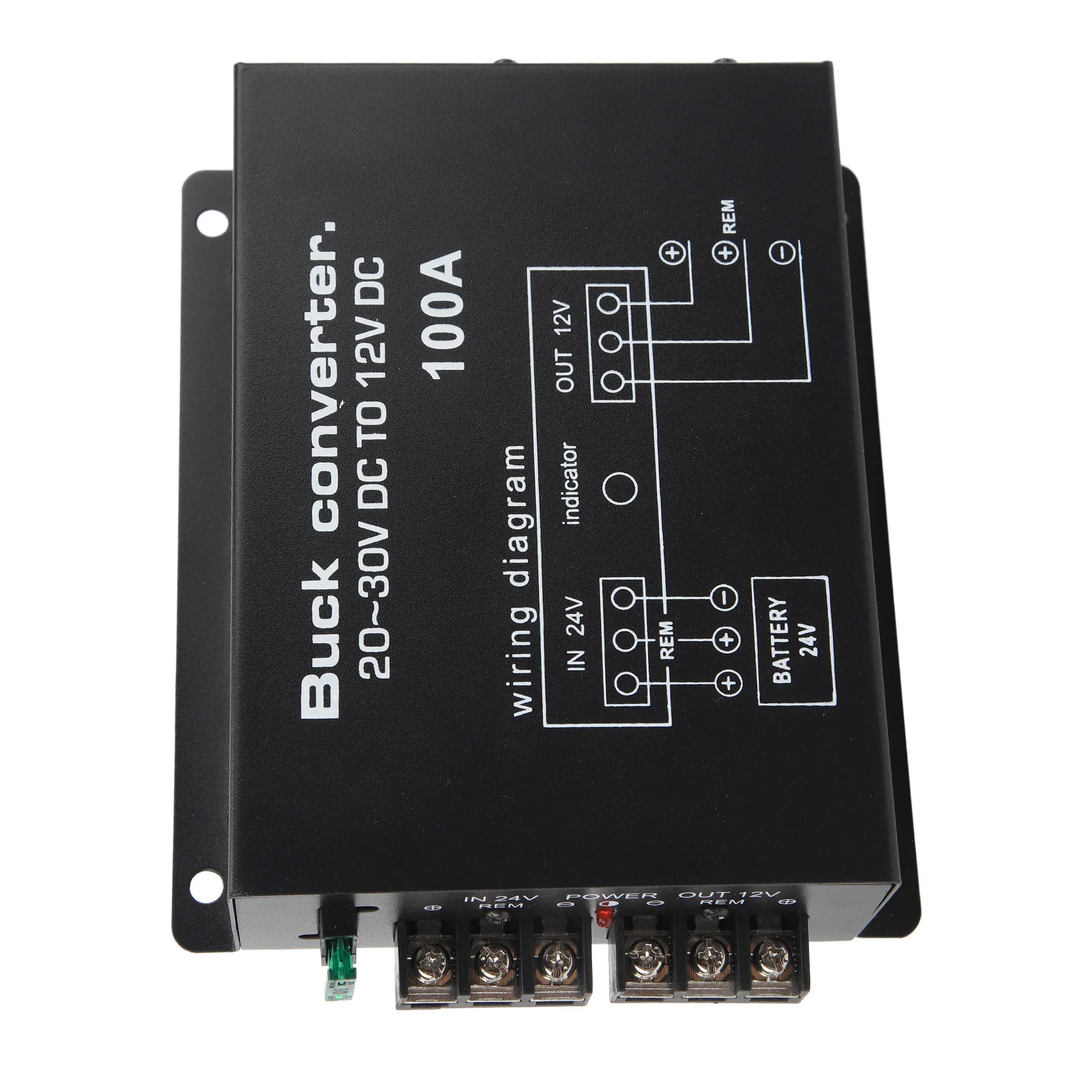 Black Car Power Converter 100A DC 24V to 12V Converter for Car Fridges