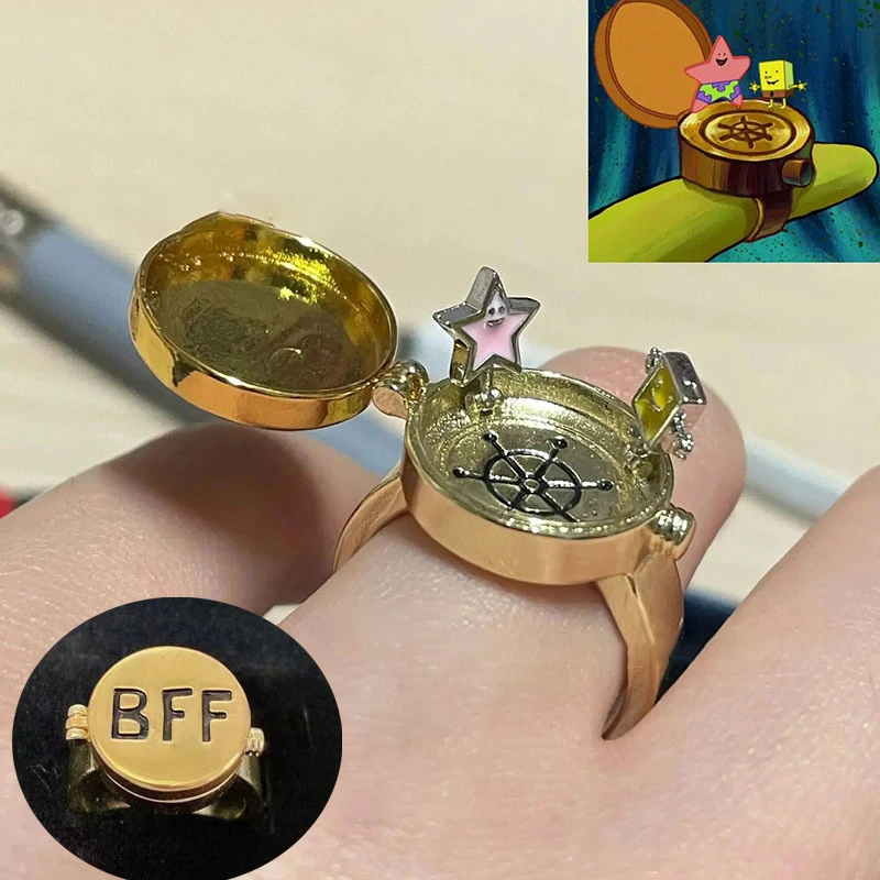 Bff Spongebob Patrick Star Ring Best Friend Forever Friendship Ring Fashion  Jewelry Three-Dimensional Spongebob Toys for Girls