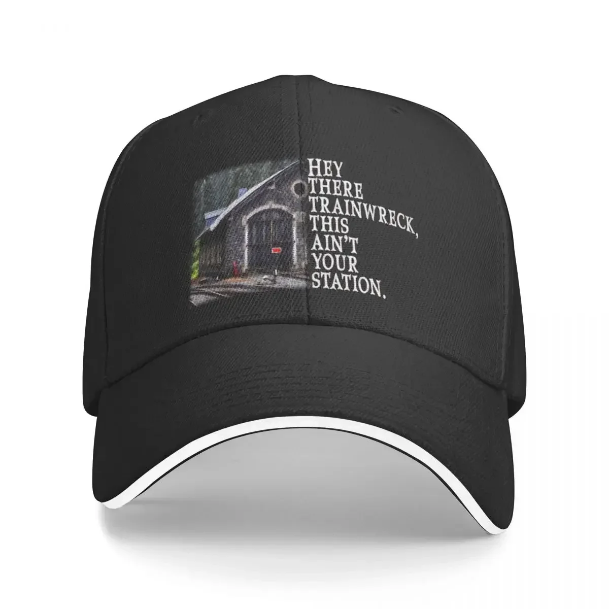 

New Funny Hey There Trainwreck, This Ain't Your Station DesignCap Baseball Cap hard hat party hats Woman Hats Men's