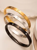 Premium Stainless Steel Water-Resistant Women's Bangle 18K Gold-Plated with Hypoallergenic Crystal-Studded Screw Pattern 1