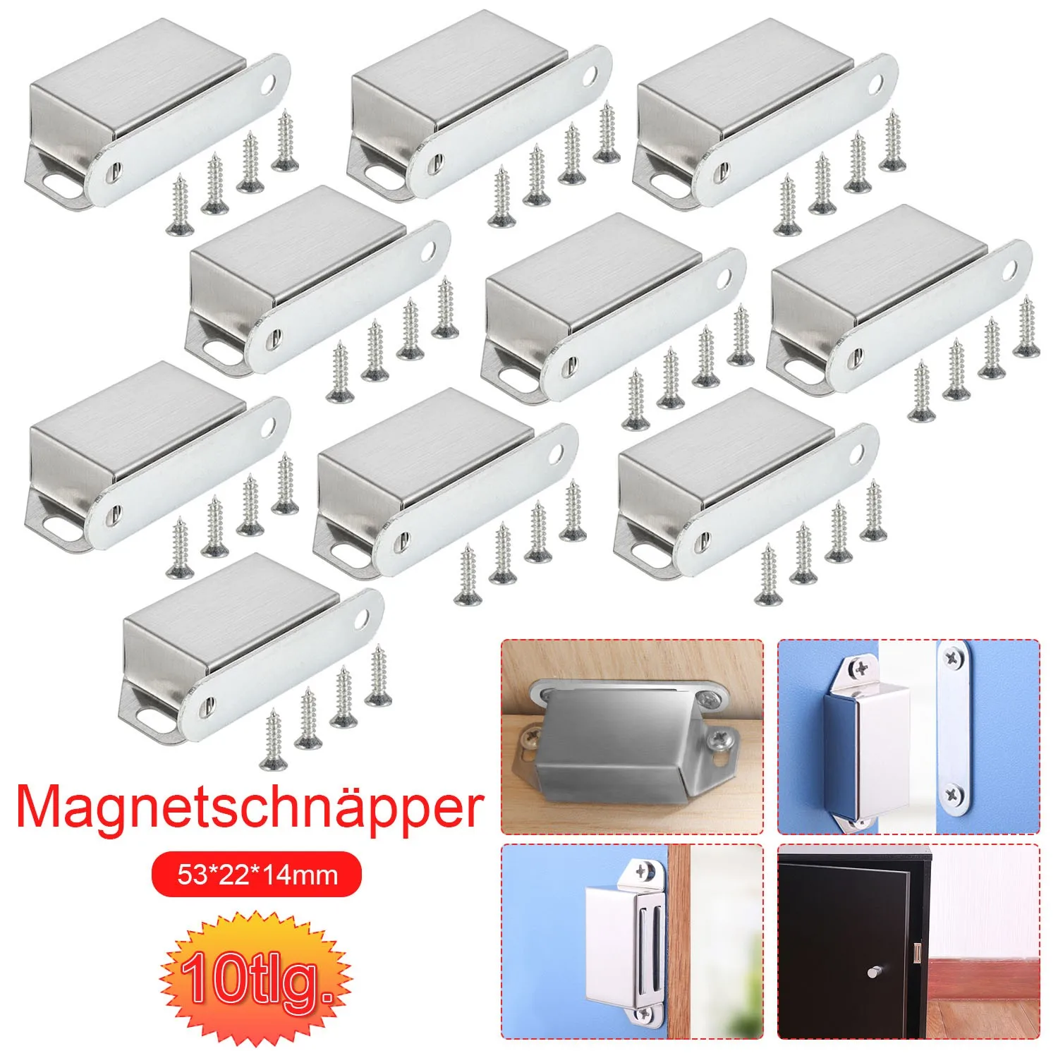10pcs Magnetic Snapper Door Closer for Cabinet Wardrobe