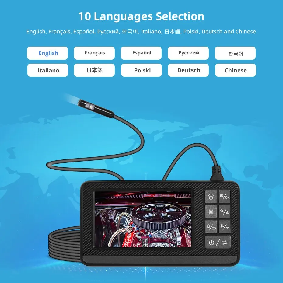 KERUI Dual Lens Industrial Endoscope Inspection Camera 4.3" LCD With Light HD 1080P IP67 Waterproof Borescope LED Sewer Car 6