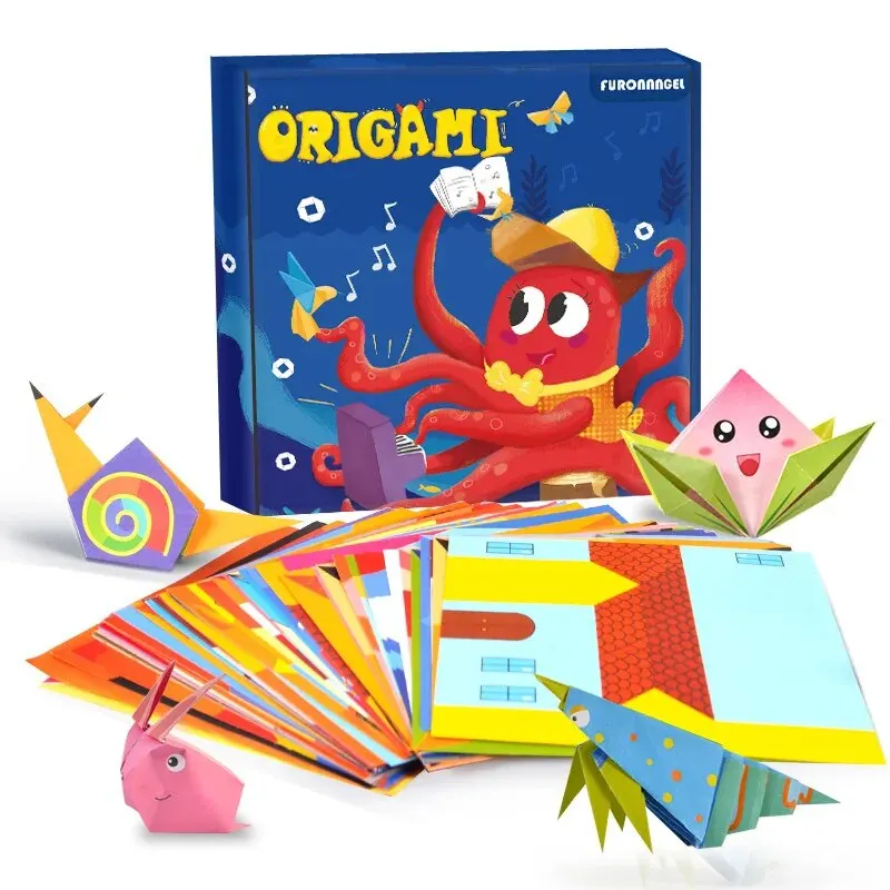 thumbnail image 1 of Libro de recortes de papel de origami con 108 hojas de dibujos animados de animales, rompecabezas de recortes de papel para niños, juguetes educativos de aprendizaje temprano, regalos, 1 of 5