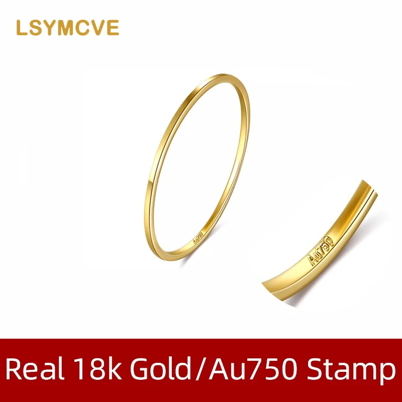 

Кольцо из 18-каратного золота, женское глянцевое гладкое Золотое тонкое кольцо, простое кольцо на указательный палец, кольца с хвостом из розового золота