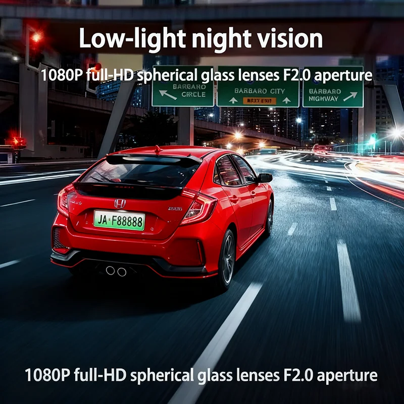 3 Lens Car DVR recorder, video recorder, Vehicle DVR Dash Cam W/ IR Night Vision Loop Recording & 2" IPS Screen 1080P 3 Camera