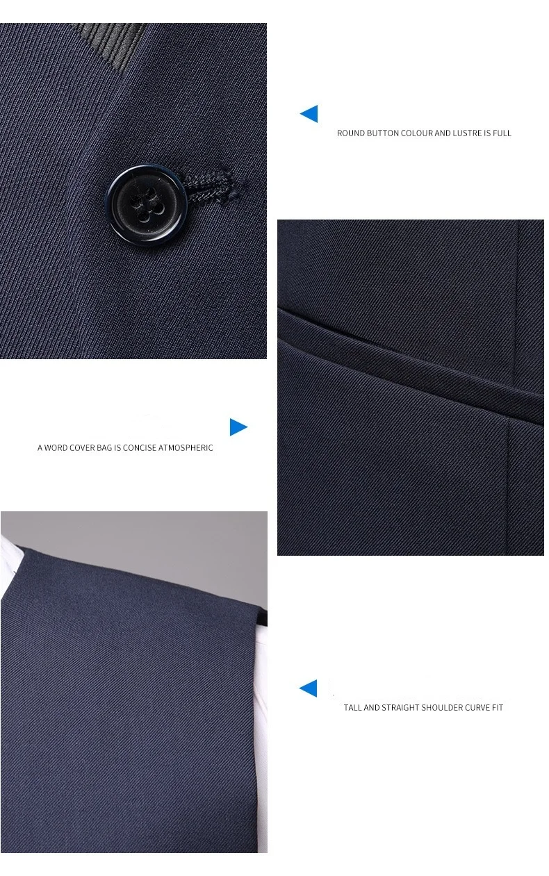 Fashion Single Breasted Suit Vests for Men Grey Black Navy blue High-end Male Waistcoat Slim Fit Formal Business Casual Vest 6