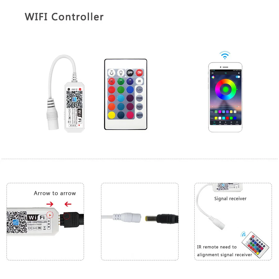 do quarto, fita diodo regulável, controle Wi-Fi,