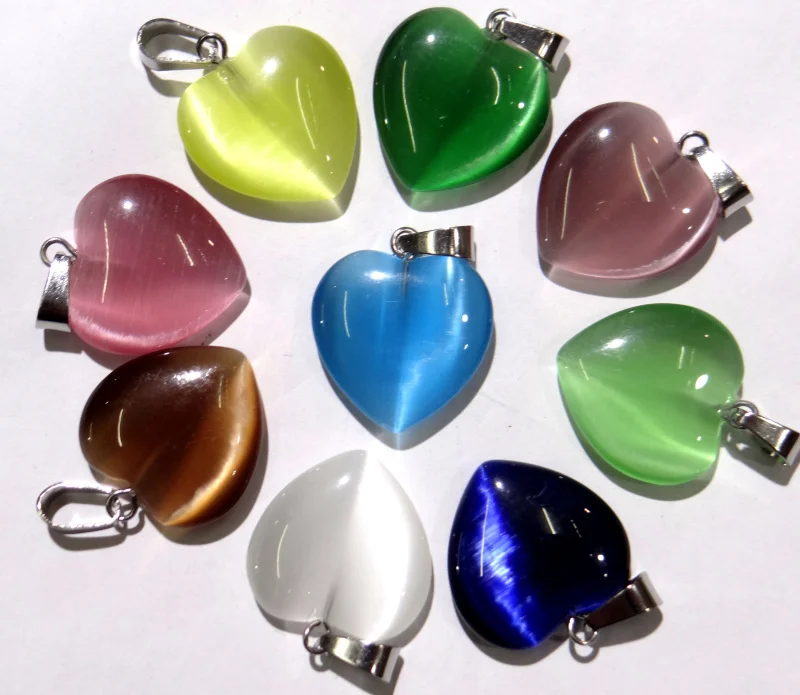 Natural stone 20mm heart Quartz Crystal tiger eye Mix agate stone pendants for Charm DIY jewelry making necklace Accessories12pc Pendant Necklace