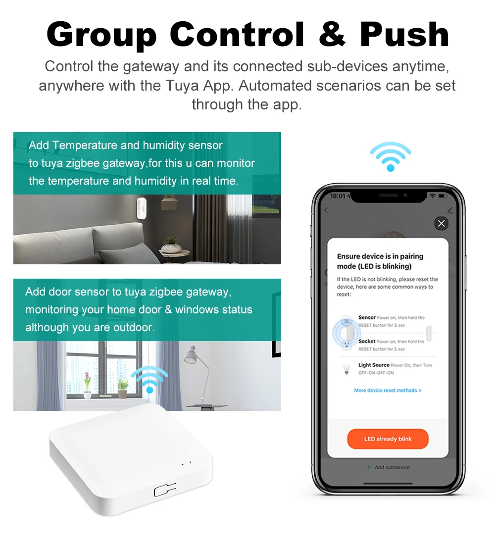 Tuya New Smart Multi-Mode ZigBee/Bluetooth Gateway Hub Wireless Smart Home Controler Smart Life APP Work With Alexa Google Home