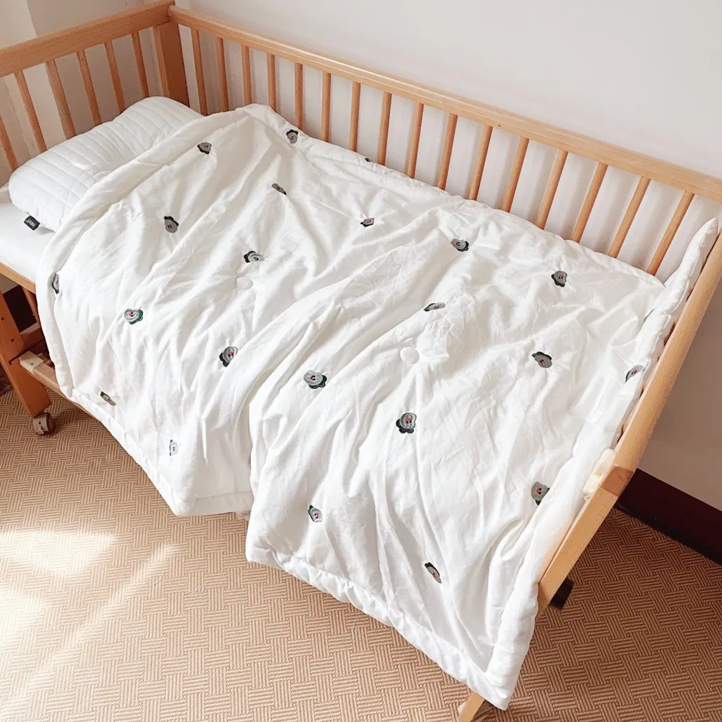 Pure Cotton Embroidered Baby Quilt Newborn Baby Summer Cool Quilt Pure Cotton Four Seasons Breathable Thickened