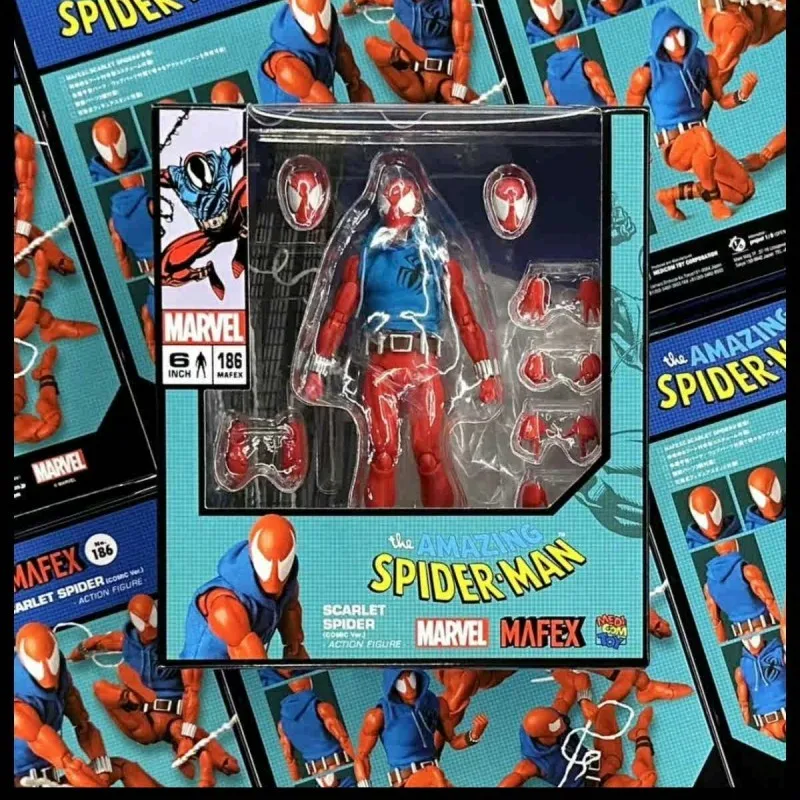 

Medicom Spider Man Anime Figure Mafex186 Scarlet Spiderman 15cm Figurine Pvc Statue Model Doll Room Decoration Toy Chrismas Gift