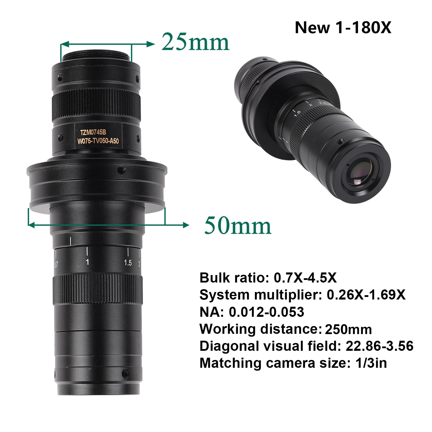 Adjustable Magnification 130X 150X 180X 42/50mm Microscope Lens Zoom C Mount Lens For HDMI VGA USB Digital Microscope Camera 3