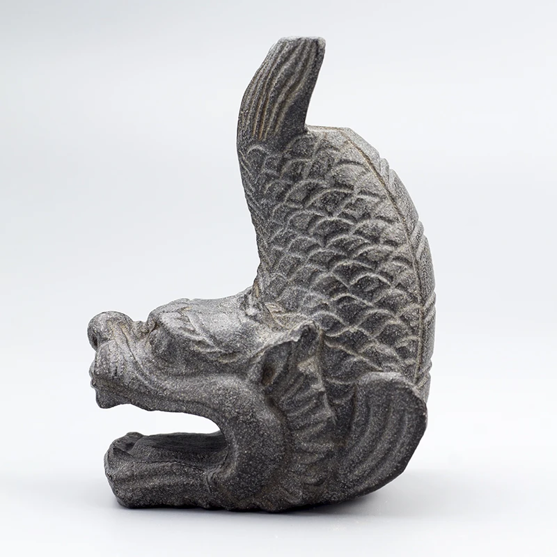 Drachenfisch-Steinstatue, chinesisches Feng Shui-Maskottchen, Räucherstäbchenhalter und Tee, Haustier, Reichtum, Anziehungskraft, Büro, Heimdekoration, viel Glück, Geschenk – Detail 3